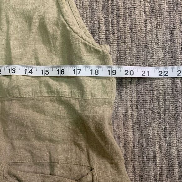 Vtg Via Vai Pollero Womens Small 100% Linen Button Front Sleeveless Top Tan‎ - Picture 4 of 6